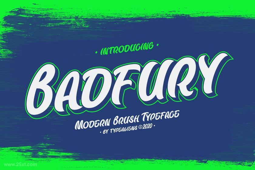 街头嘻哈现代描边无衬线英文字体——badfury