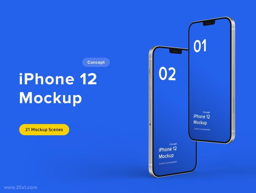 多角度的iphone12 苹果手机概念设计展示psd样机素材
