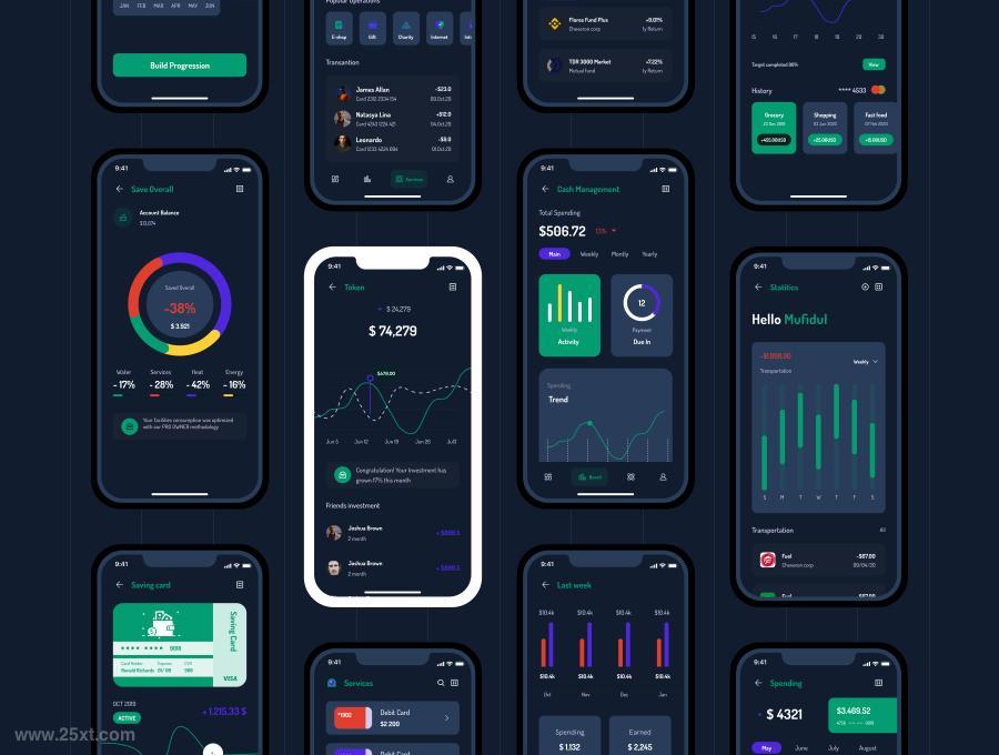 现代风格的金融银行iosappuikit设计模板amongbank