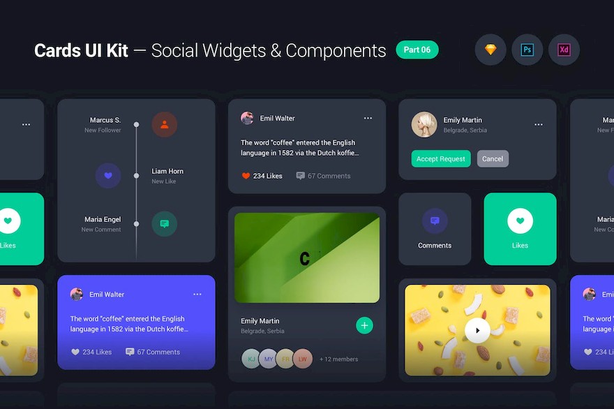 Cards UI Kit - Social Network Widgets & Components.jpg