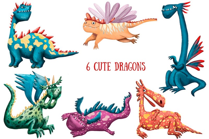 Cute Dragons - Clip Art Set-2.jpg
