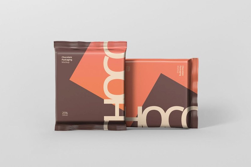 方形的巧克力零食铝箔包装袋样机素材
