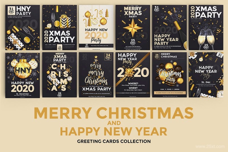 Set of 16 Christmas and Happy New Year Party Flyer-3.jpg