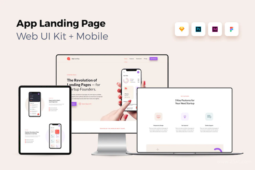 iOS App Landing Page - Web UI Kit + Mobile - 1.jpg