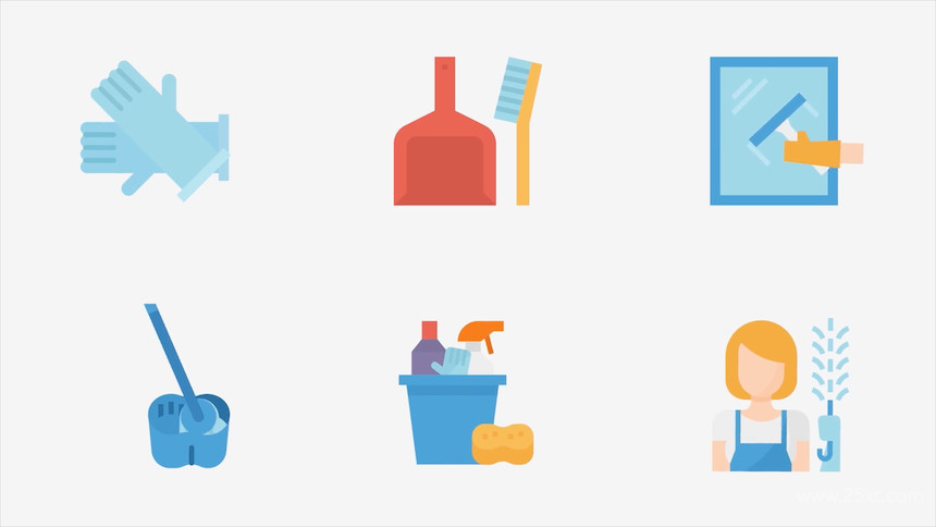 Cleaning & Washing Modern Flat Animated Icons 1.jpg