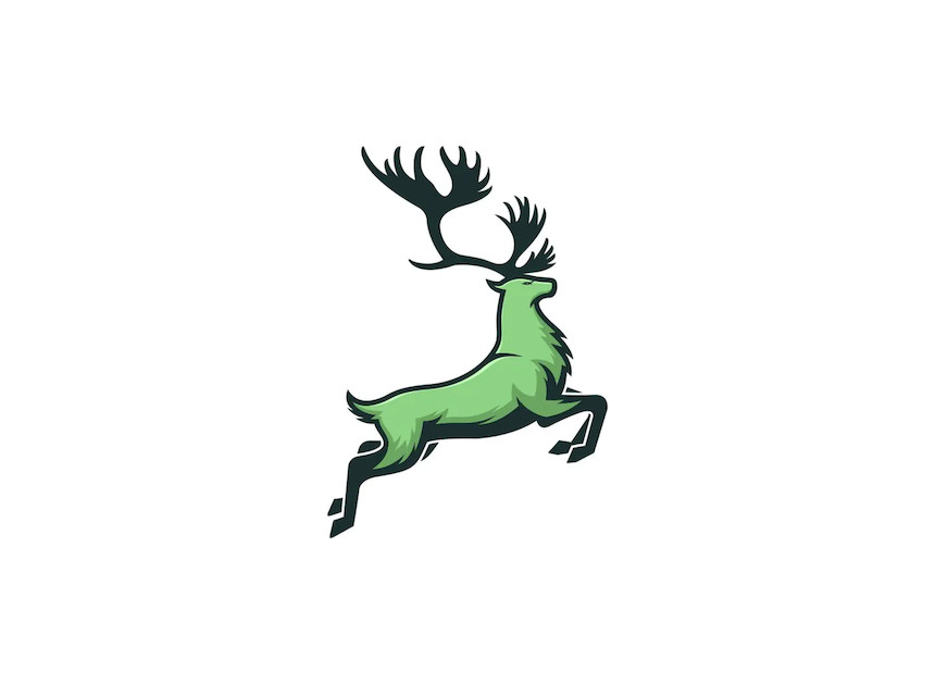 一只跳跃的鹿矢量logo标志素材