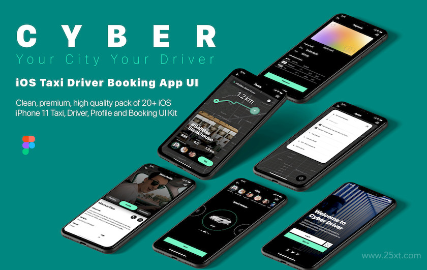Cyber Taxi Driver iOS Mobile App UI Kit 4.jpg