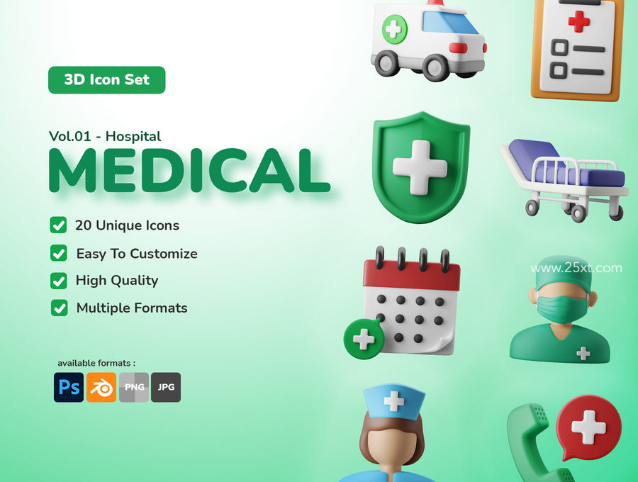 25xt-172620-3D Icon Illustration Set - Medical Vol. 01 - Hospital & Clinic1.jpg