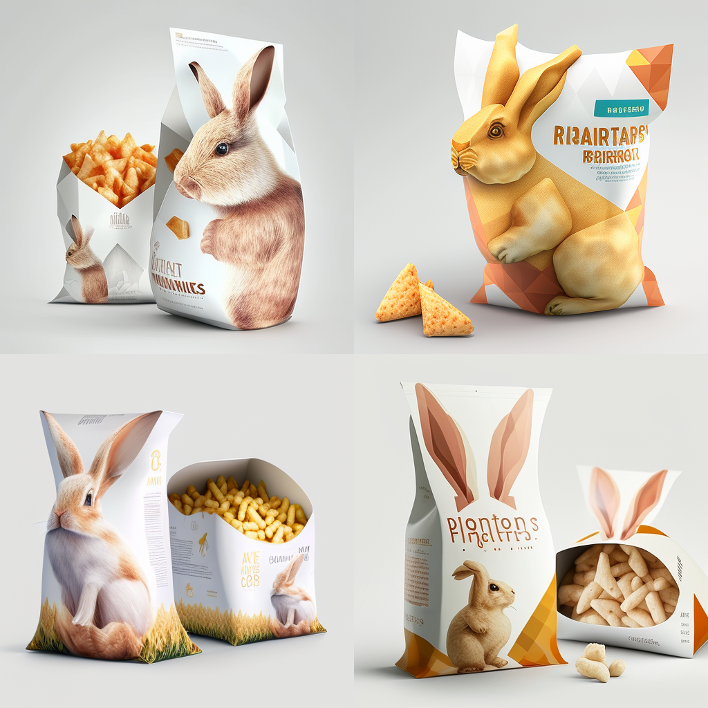 Midjourney设计的兔子造型零食包装