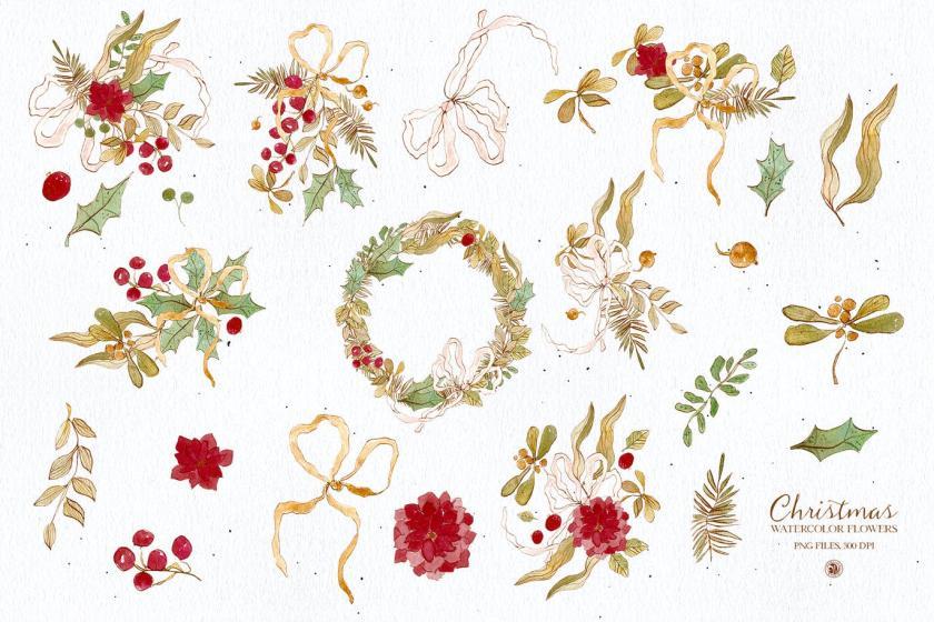 25xt-126657 Christmasflowerswatercolorclipartz6.jpg