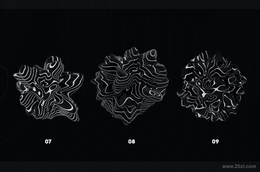 25xt-155422 Abstract3DRenderingofOrganicShapes-BWz10.jpg