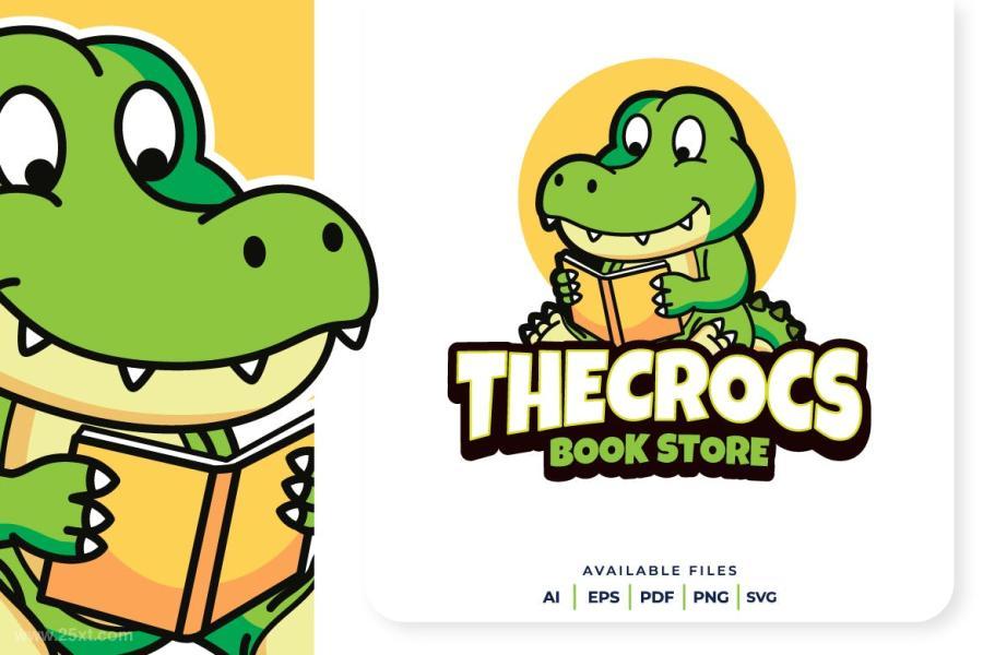 25xt-155778 CrocodileBookstoreLogoDesignz3.jpg