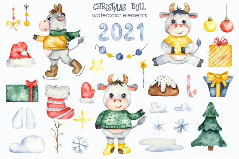 25xt-610427 WatercolorChristmasbullsz3.jpg