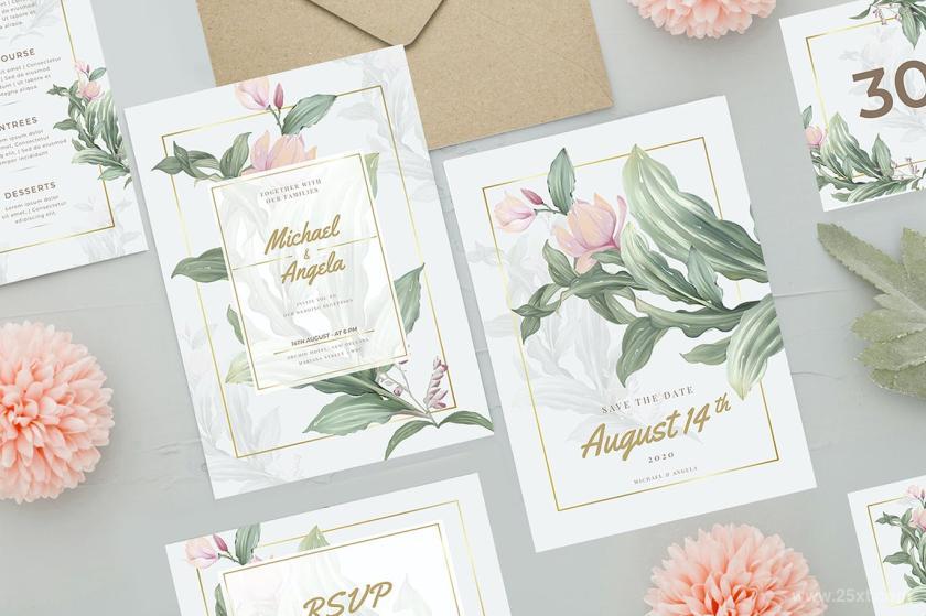 25xt-610909 PinkFlowerandLeaf-WeddingInvitationz6.jpg