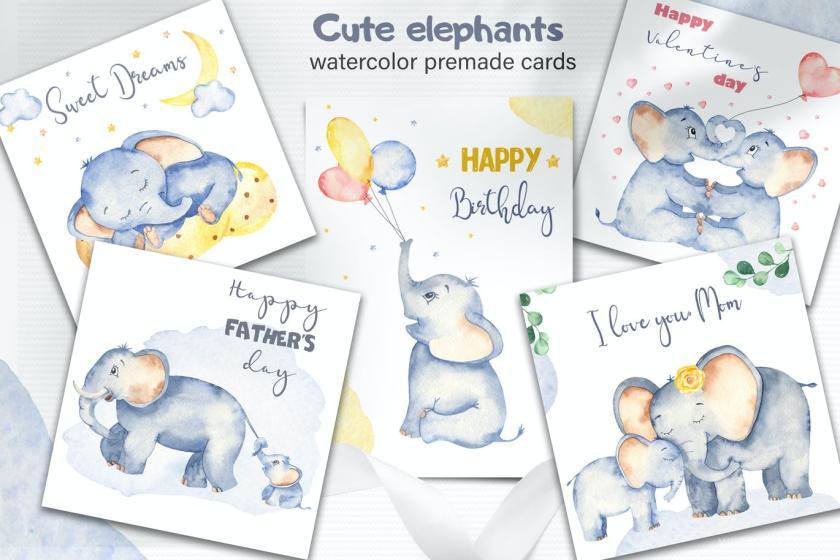 25xt-160408 WatercolorcuteelephantsClipartandcardsz7.jpg