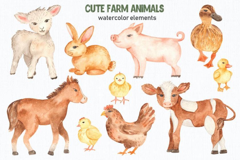 25xt-160410 WatercolorcutefarmanimalsCollectionclipartz3.jpg