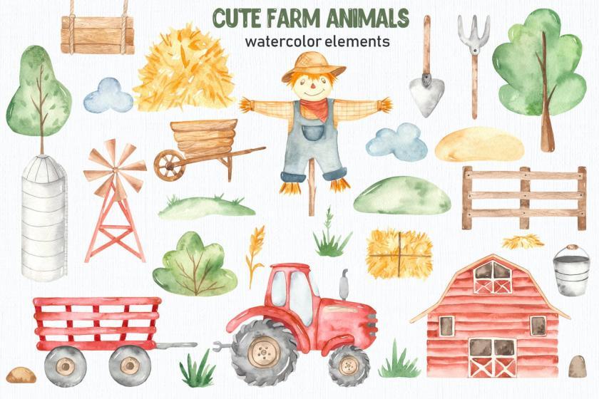 25xt-160410 WatercolorcutefarmanimalsCollectionclipartz4.jpg