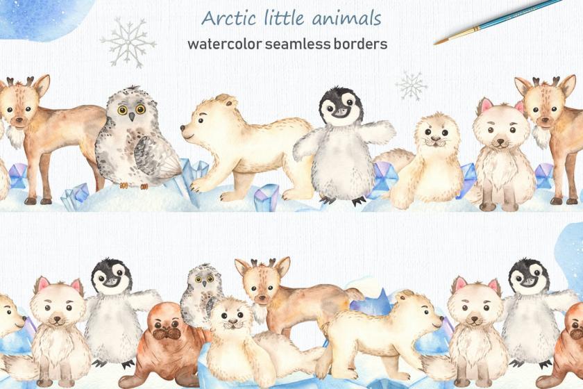 25xt-160413 WatercolorArcticlittleanimalsClipartcardsz5.jpg