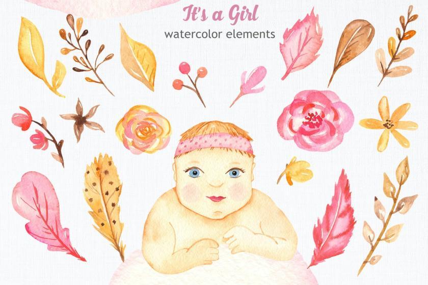 25xt-160416 Itsagirlwatercolorclipart,cards,patternsz4.jpg