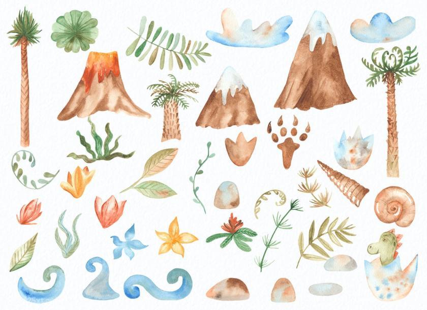 25xt-160417 WatercolorDinosaursClipart,patterns,framesz4.jpg