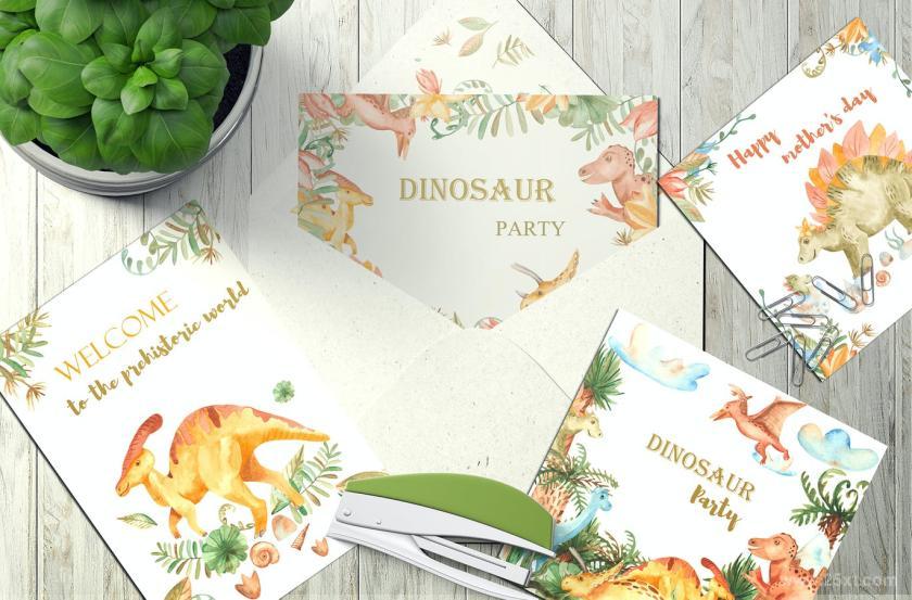 25xt-160417 WatercolorDinosaursClipart,patterns,framesz6.jpg