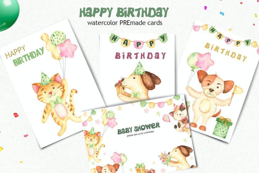 25xt-160421 WatercolorHappyBirthdayDogandCatClipartz5.jpg