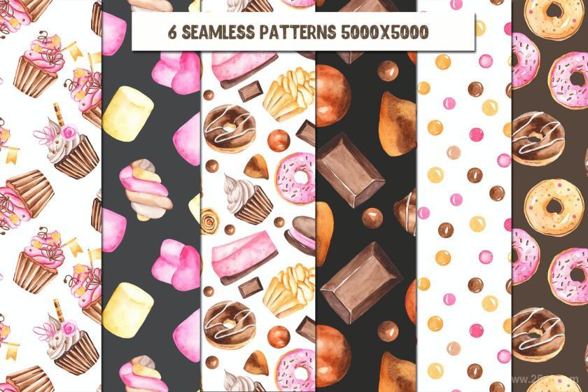 25xt-160428 WatercolorSweetsClipart,frames,cards,patternsz7.jpg