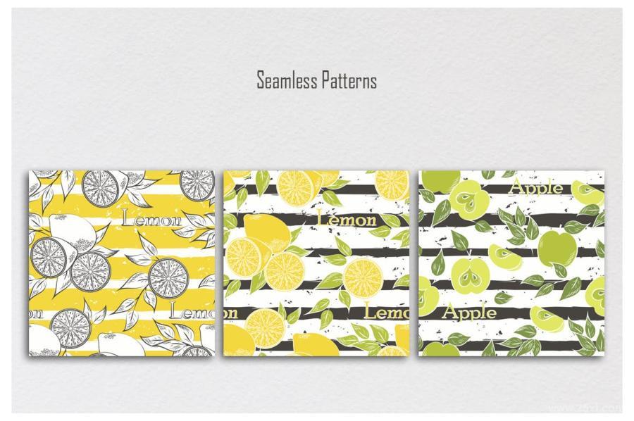 25xt-170585 Fruits-on-gray-stripesz3.jpg