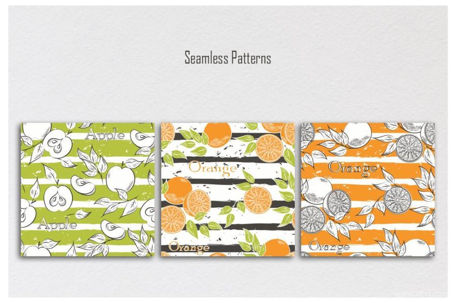 25xt-170585 Fruits-on-gray-stripesz4.jpg