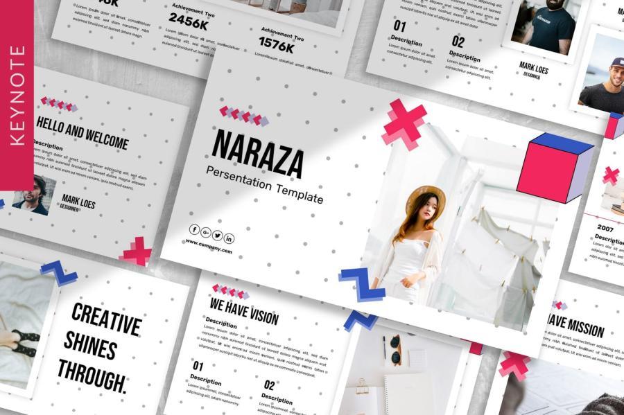 创意几何元素背景的keynote演示模板 Naraza 25学堂
