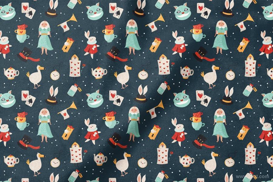 25xt-161221 Wonderland-Seamless-Patternsz5.jpg