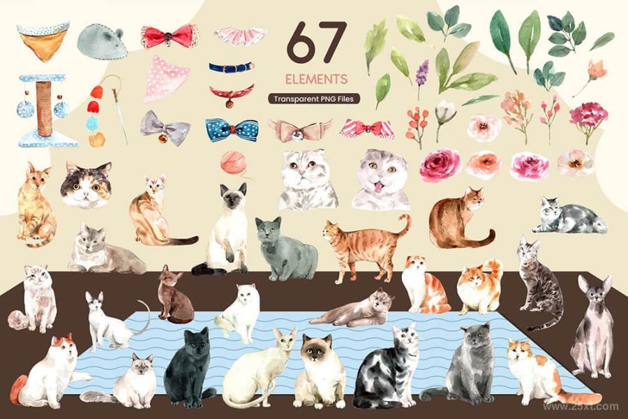 25xt-128640 Cats-Adorable-Pet-Watercolorz10.jpg