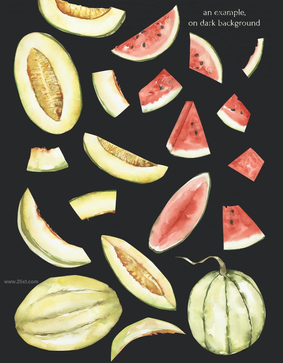 25xt-163108 Watercolor-Melon-and-Watermelon-clipartz7.jpg
