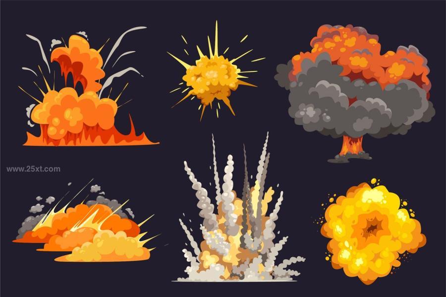 25xt-171019 Bomb-Explosions-With-Smoke-Clouds-in-Cartoon-Stylez2.jpg
