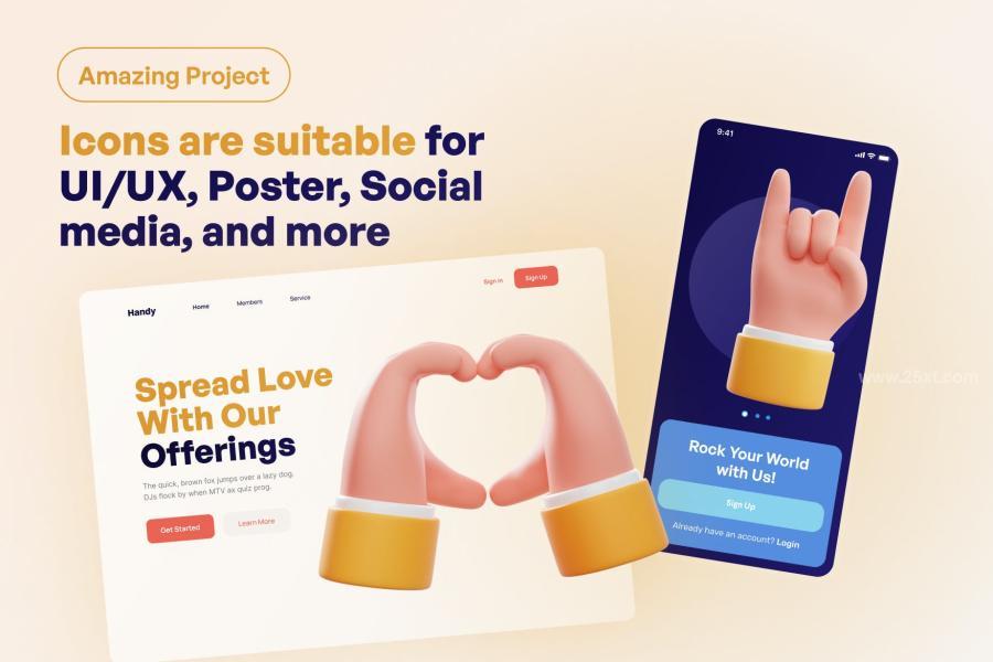 25xt-164240 3D-Rock-Peace-Heart-Love-Raised-Fist-OK-Hand-Signsz3.jpg