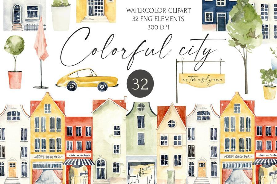 25xt-164952 Watercolor-Colorful-city-clipart-Houses-pngz2.jpg