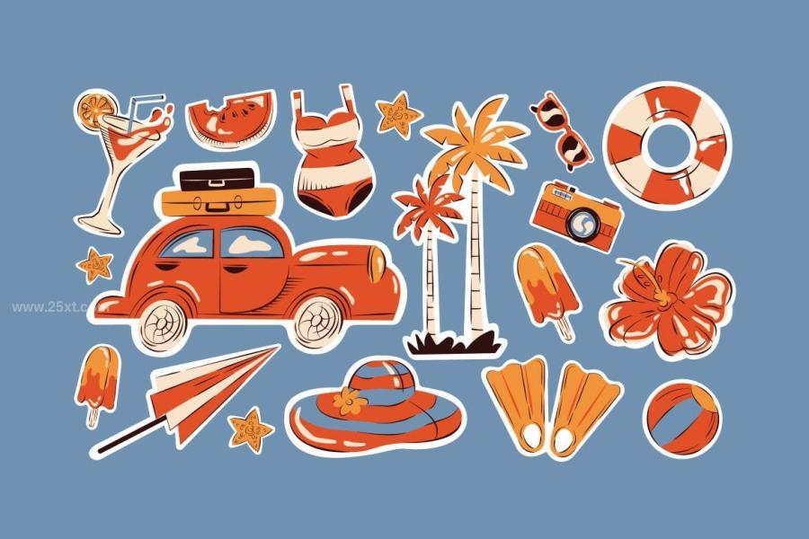 25xt-165170 Blue-Retro-Summer-Sticker-Illustration-Setz4.jpg