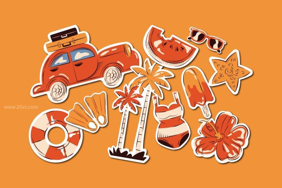 25xt-165170 Blue-Retro-Summer-Sticker-Illustration-Setz5.jpg
