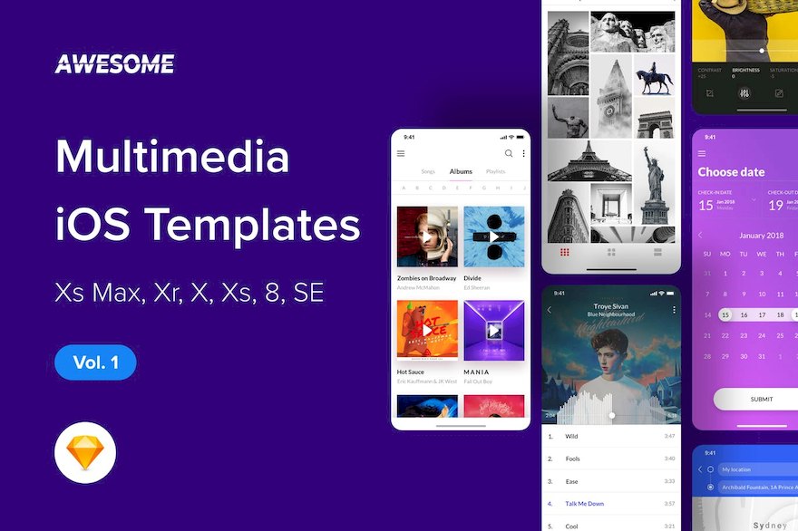 36960 Awesome iOS UI Kit - Multimedia Vol. 1 (Sketch).jpeg