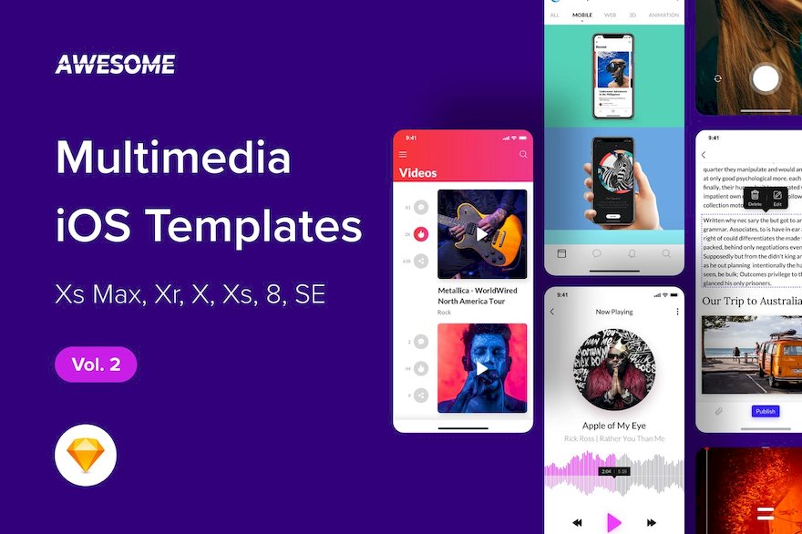 36961 Awesome iOS UI Kit - Multimedia Vol. 2 (Sketch).jpeg