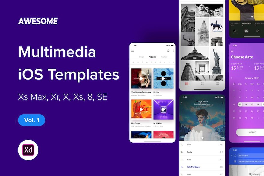 36970 Awesome iOS UI Kit - Multimedia Vol. 1 (Adobe XD).jpeg