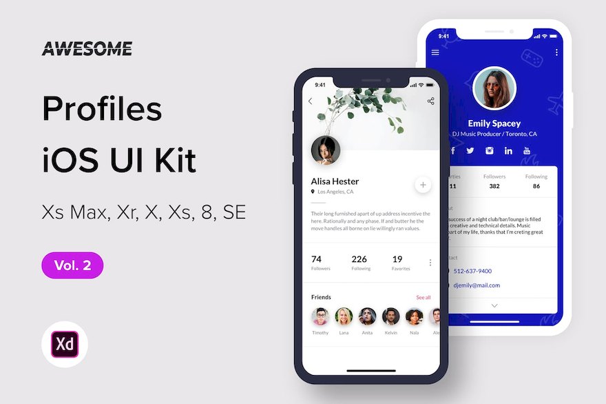 36973 Awesome iOS UI Kit - Profiles Vol. 2 (Adobe XD).jpeg