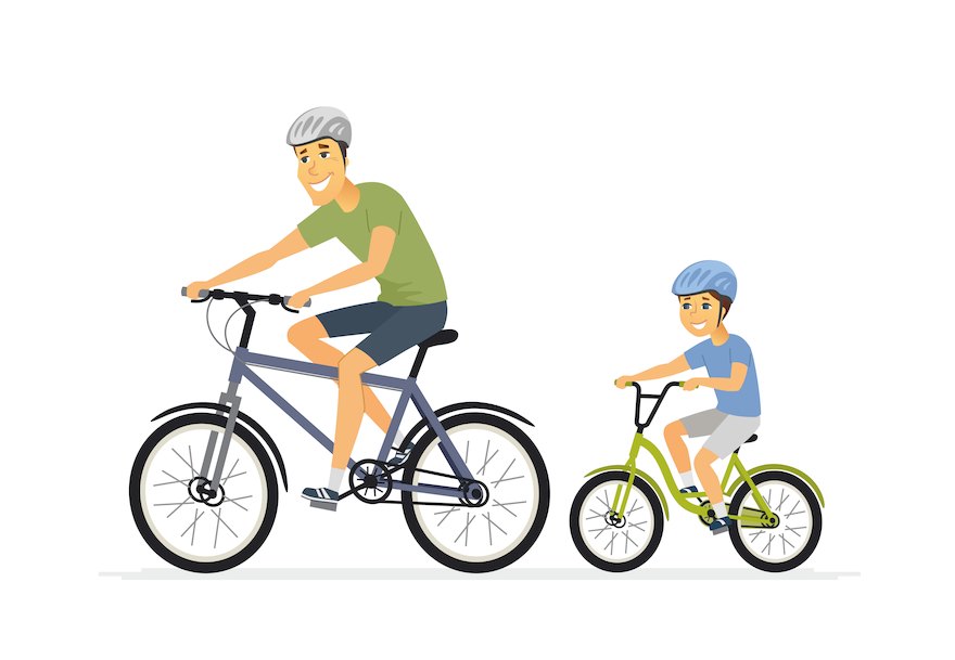36992 Father and son cycling - cartoon people characters.jpg