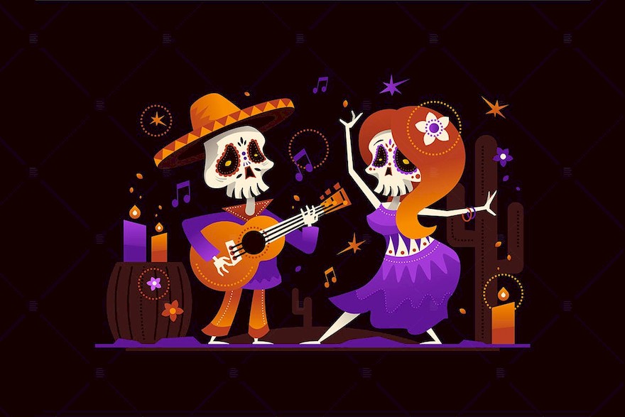 Dia de los Muertos - flat design illustration.jpg