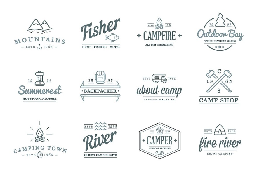 Camping Color and Outlined Icons with Logotypes-1.jpg
