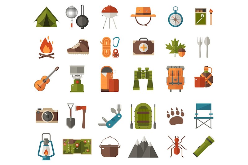 Hiking and Camping Vector Icons.jpg