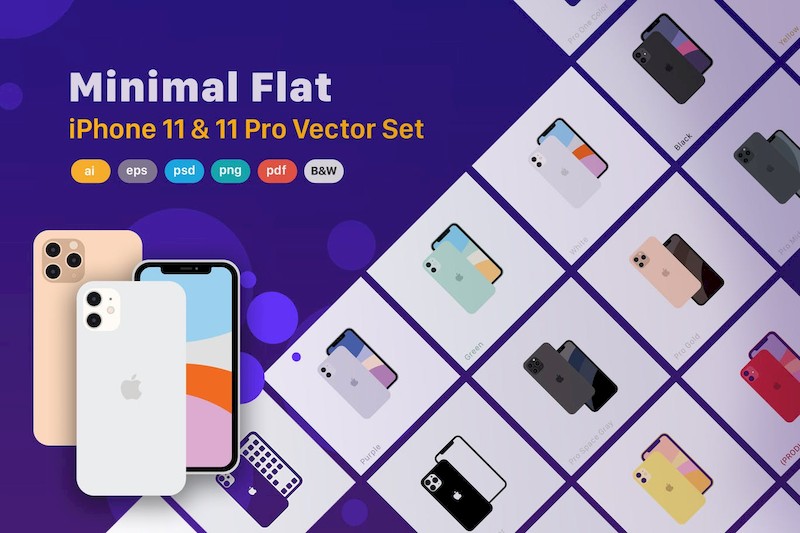 Minimal Flat iPhone 11 & 11 Pro Vector Set-1.jpg
