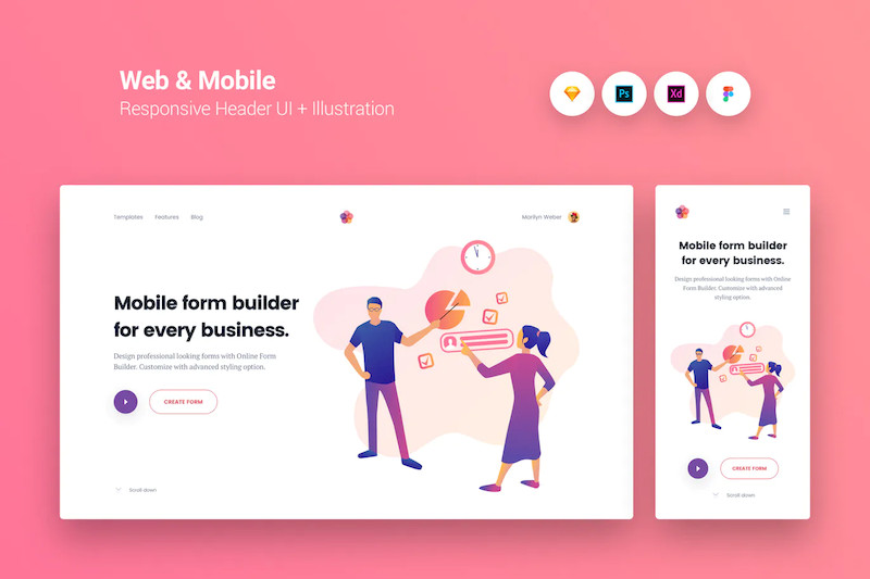 Web & Mobile Responsive Header UI + Illustration 2.jpg