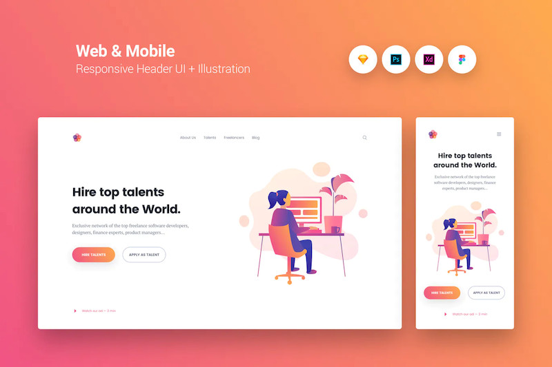 Web & Mobile Responsive Header UI + Illustration 1.jpg