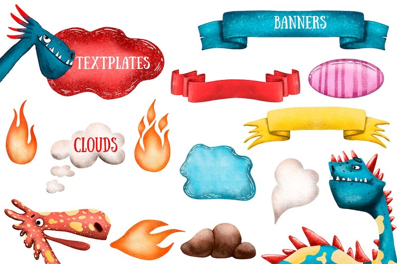 Cute Dragons - Clip Art Set-3.jpg
